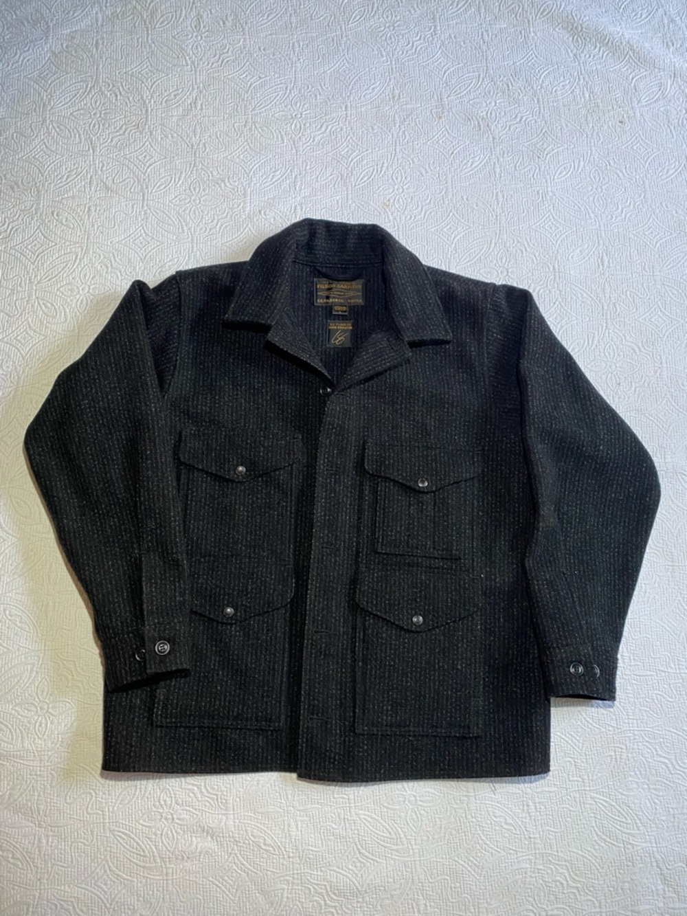 Filson Black Wool Utility Field Jacket